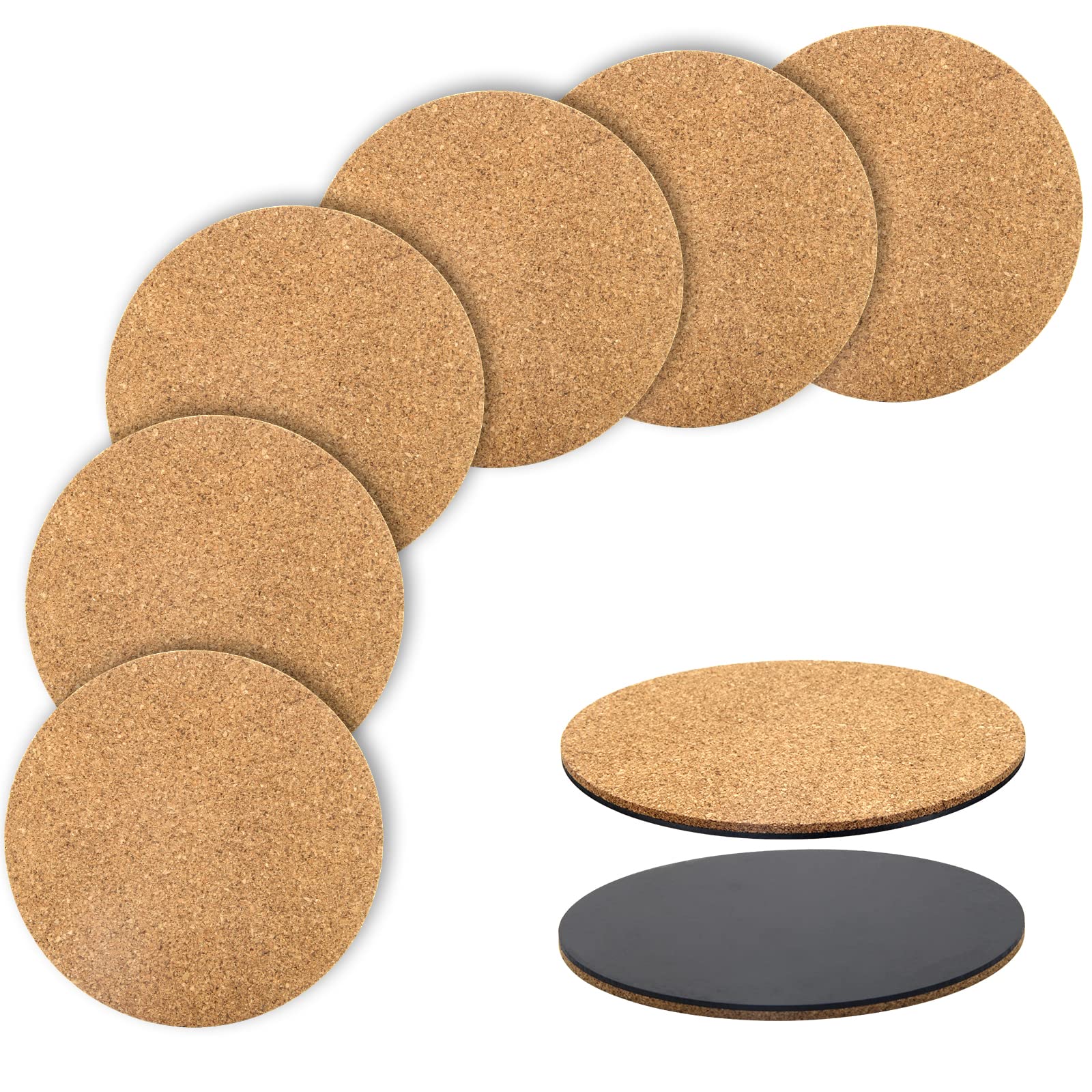 Coitak 6 Pieces Cork Mat For Plants, 6 Inch Round Cork Plant Coasters Mats For Garden, Courtyard, Pot Mat, Indoor Outdoor And Di