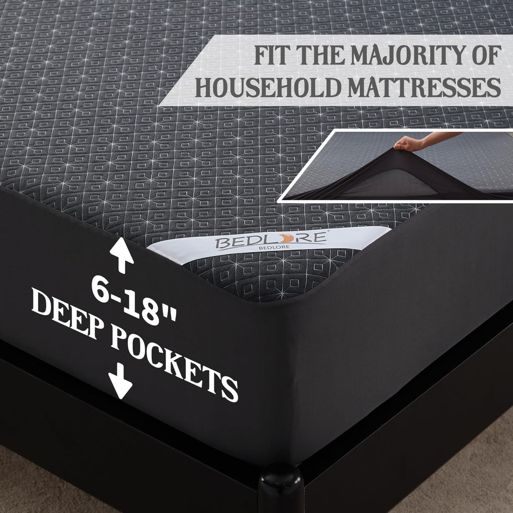 Bedlore California King Mattress Protector, Waterproof Noiseless Mattress Cover With Deep Pocket For 6-18 Inches Mattress, Soft