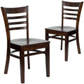 2 Pk. HERCULES Series Walnut Finished Ladder Back Wooden Restaurant Chair