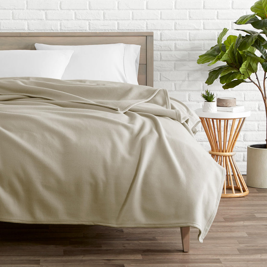 Bare Home Polar Fleece Blanket - Full/Queen Blanket - Oyster - Warm & Cozy - Premium Fleece Blanket - Blanket For Bed, Sofa, Cam