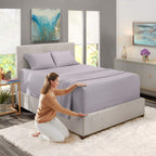 Nestl Extra Deep Pocket Sheets - Fits Mattress 18-24 Inches Deep, Extra Deep Pocket Full Size Sheets Sets, 4 Piece Full Size Sheets, Full Sheets Deep Pocket, Light Grey Lavender Sheets