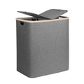 DOKEHOM 160L Double Laundry Basket Hamper with Lid & Removable Bags, Grey