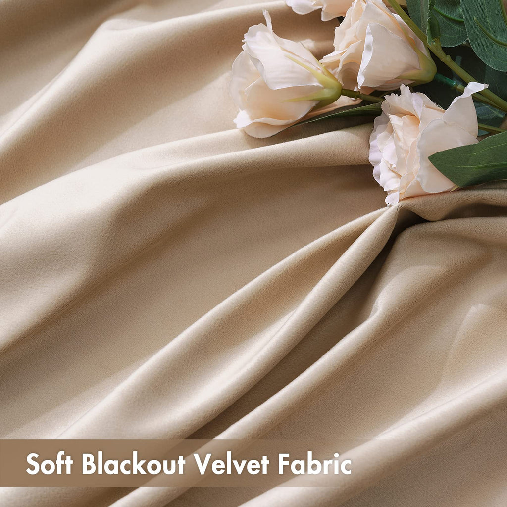 Miulee Camel Beige Velvet Curtains Thermal Insulated Blackout Curtain Drapes For Bedroom Living Room Darkening 108 Inches Long Curtains Panels Rod Pocket Set Of 2