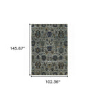 HomeRoots 510076 9 x 12 ft. Blue & Navy Oriental Power Loom Stain Resistant Rectangle Area Rug