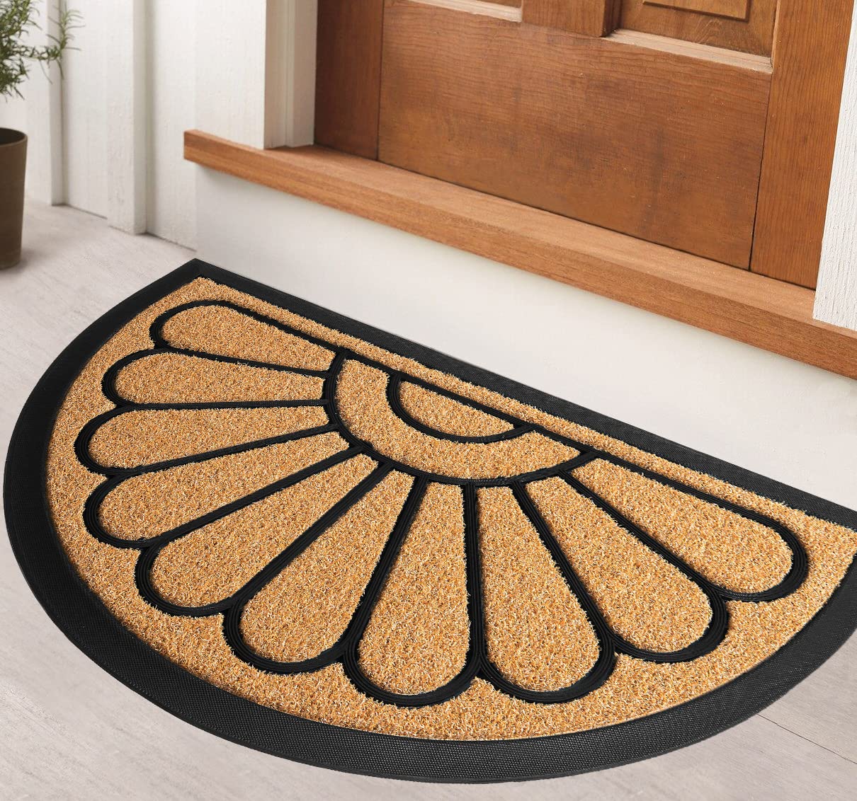 Ubdyo Front Door Mat - Low Pile Front Door Mat Outside Entrance - Muddy Dirt Trapping Welcome Matt Outdoor - Rubber Backing Anti