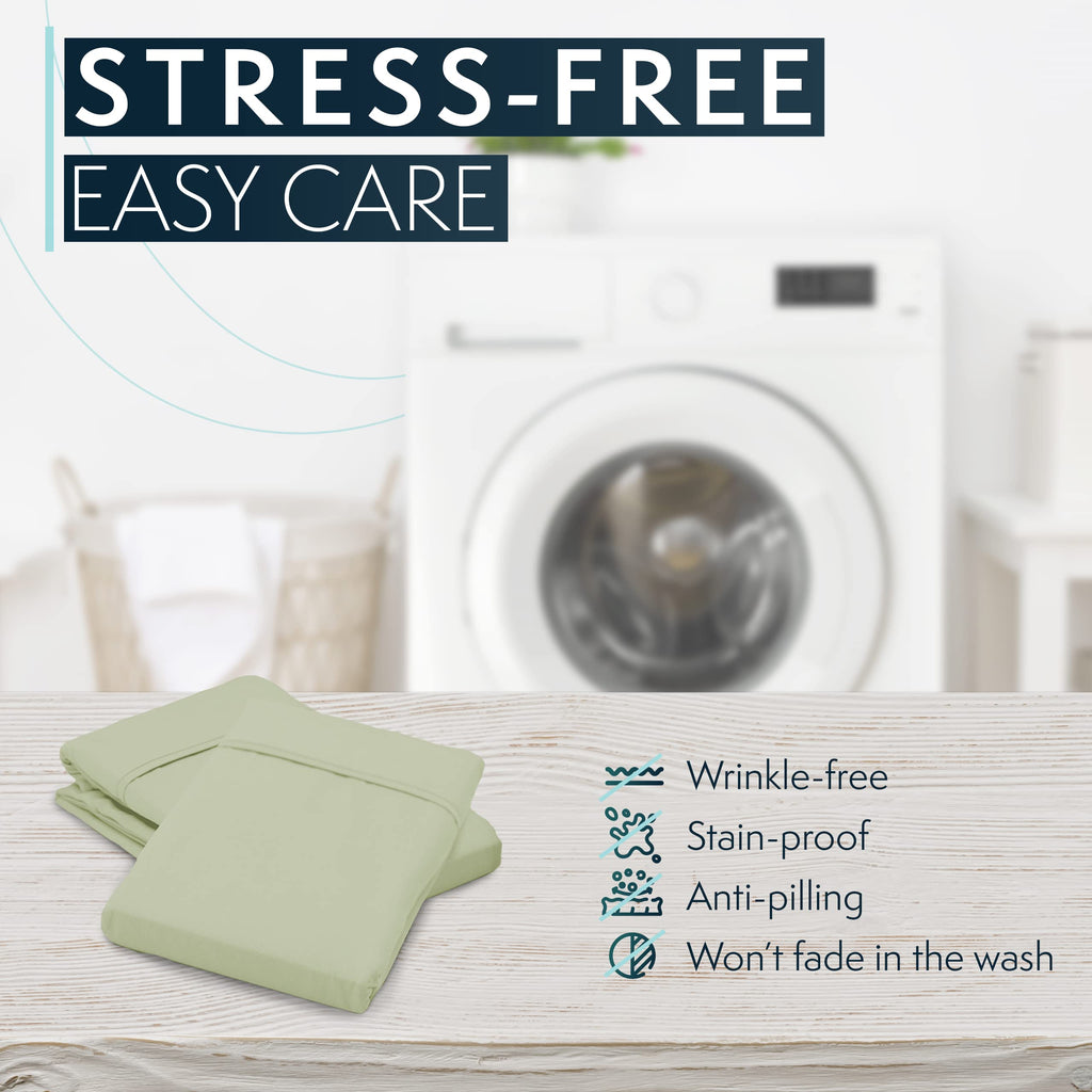 Hc Collection King Pillow Cases Set Of 2- Microfiber, Extra Soft Pillowcases - Easy Care & Machine Washable - Sage