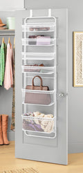 Whitmor Over The Door Organizer - 6 Sections - Pantry, Bathroom, Accessory Organizer - Metal And Mesh - White