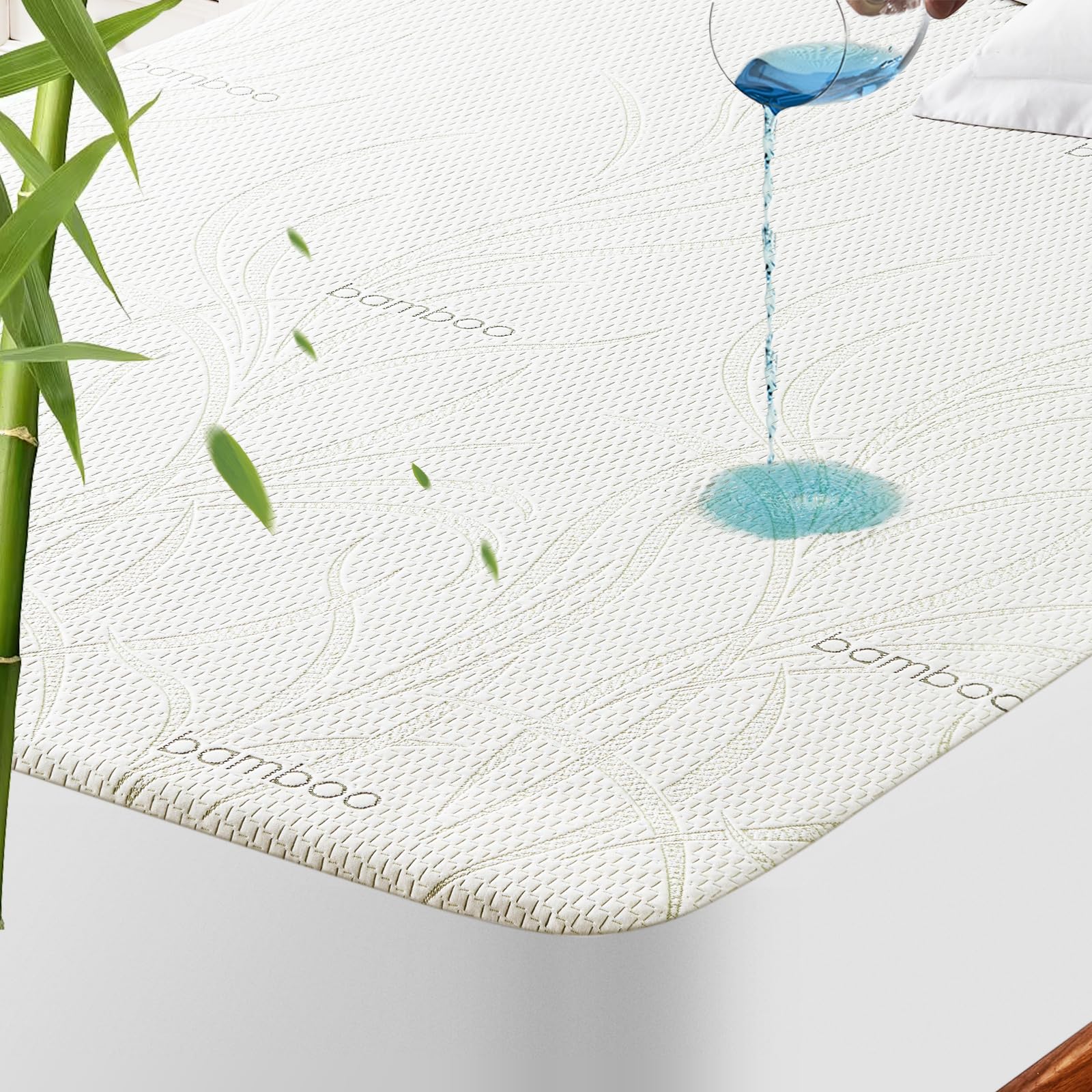 Cal King Waterproof Mattress Protector - Blancmax Bamboo Rayon Breathable Mattress Protector With Deep Stretchable Pockets, Hypo