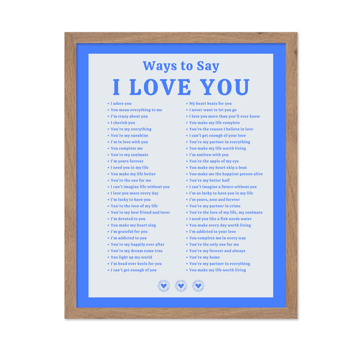 Poster Master I Love You Poster - Retro Ways to Say I Love You Print - Typography Art - Valentines Day Gift for Men, Women, Coup