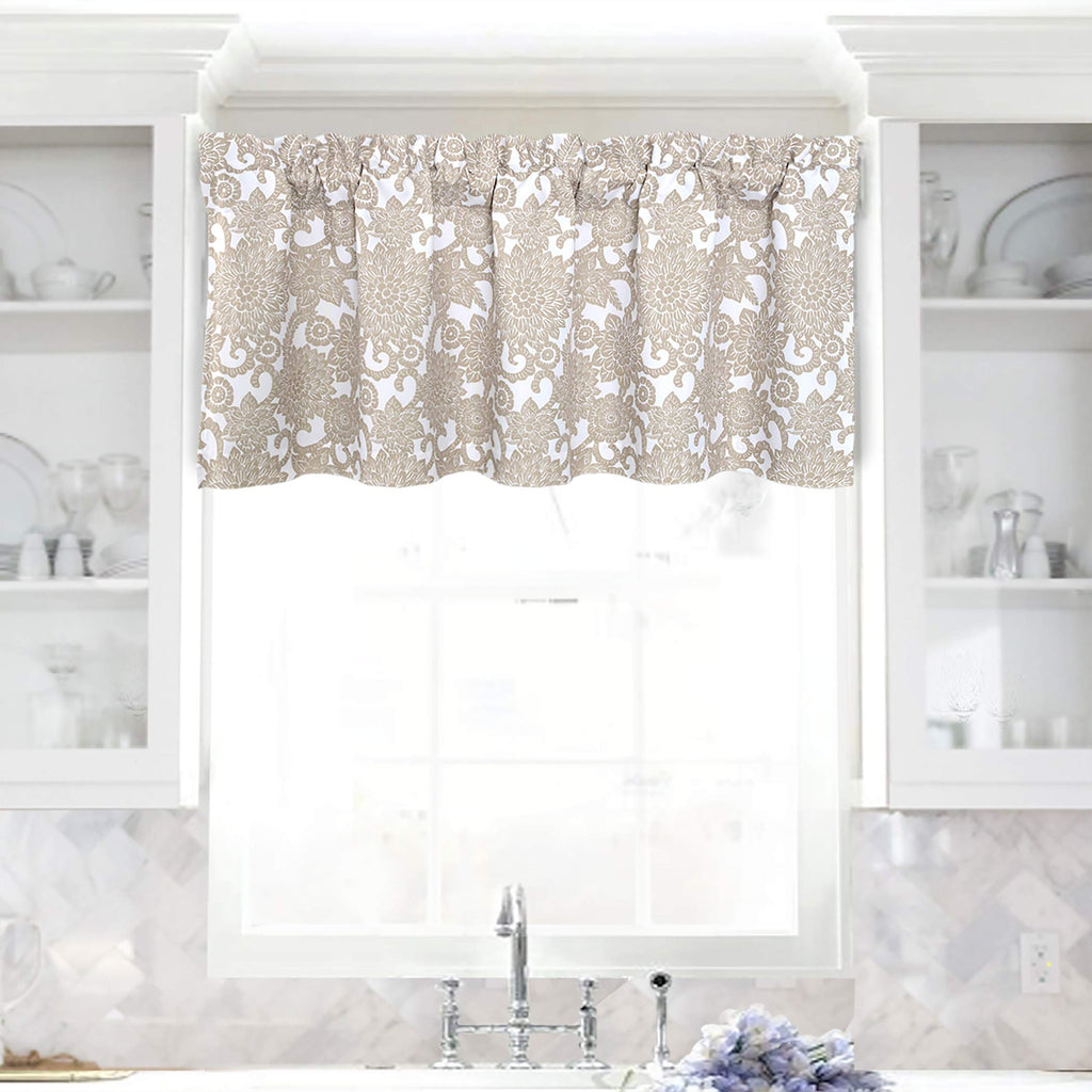 Driftaway Daisy Dahlia Blooming Flower Floral Lined Thermal Insulated Energy Saving Window Curtain Valance 2 Layers Rod Pocket 5