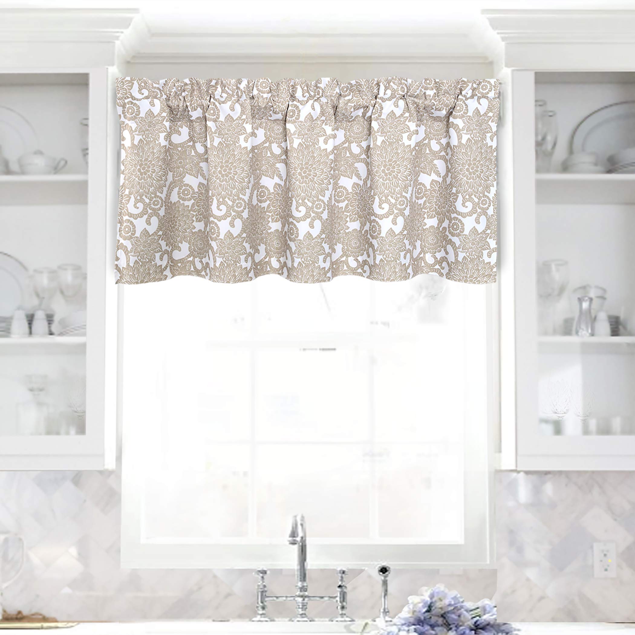 Driftaway Daisy Dahlia Blooming Flower Floral Lined Thermal Insulated Energy Saving Window Curtain Valance 2 Layers Rod Pocket 5