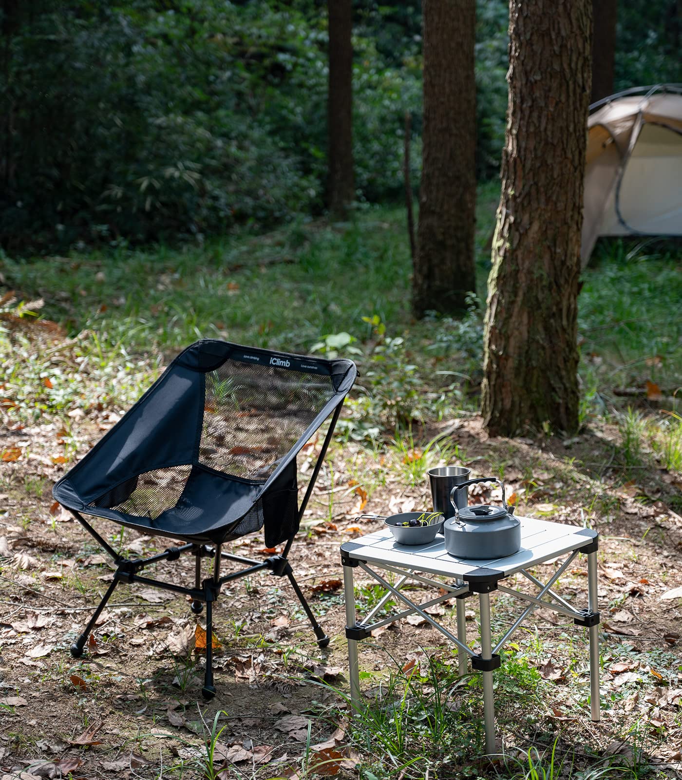 iClimb Camping Chair Aluminum Black Square Frame Ultralight Compact