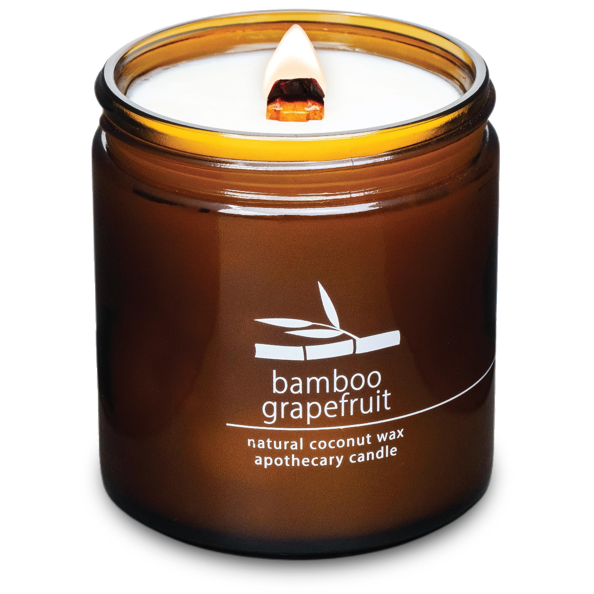 Hemlock Park Crackling Wood Wick Candle Handcrafted with Natural Coconut Wax (Large 16 oz, Bamboo Grapefruit)