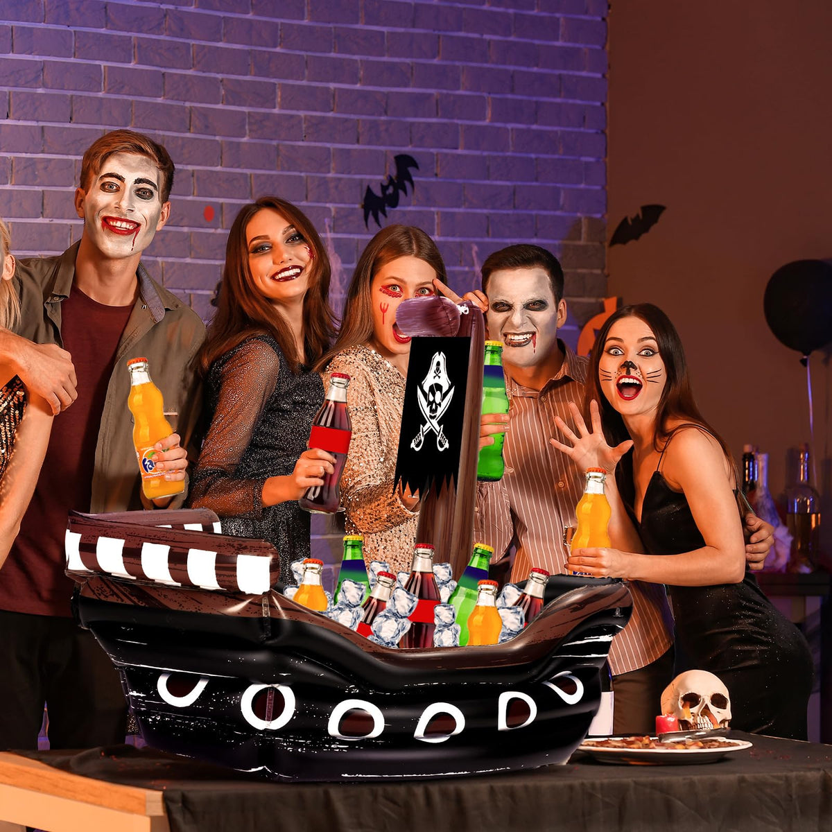 Halloween Inflatable Pirate Cooler Inflatable Serving Bar Food Container Drink Cooler Inflatable Drink Holder Pool For Halloween