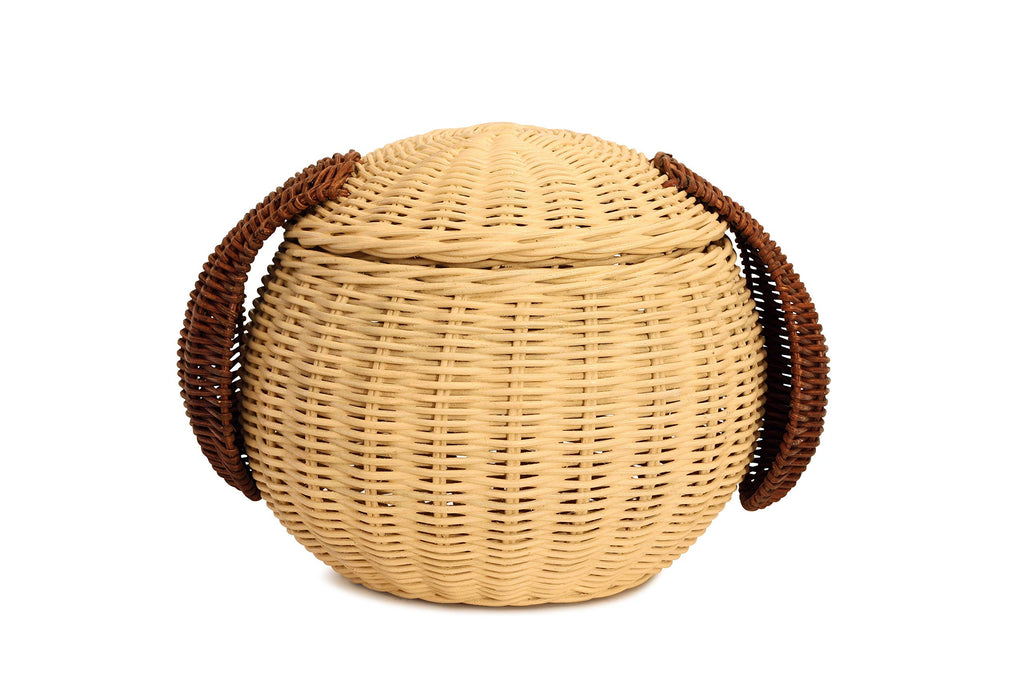 G6 Collection Dog Rattan Storage Basket With Lid Decorative Bin Home Decor Hand Woven Shelf Organizer Cute Handmade Handcrafted