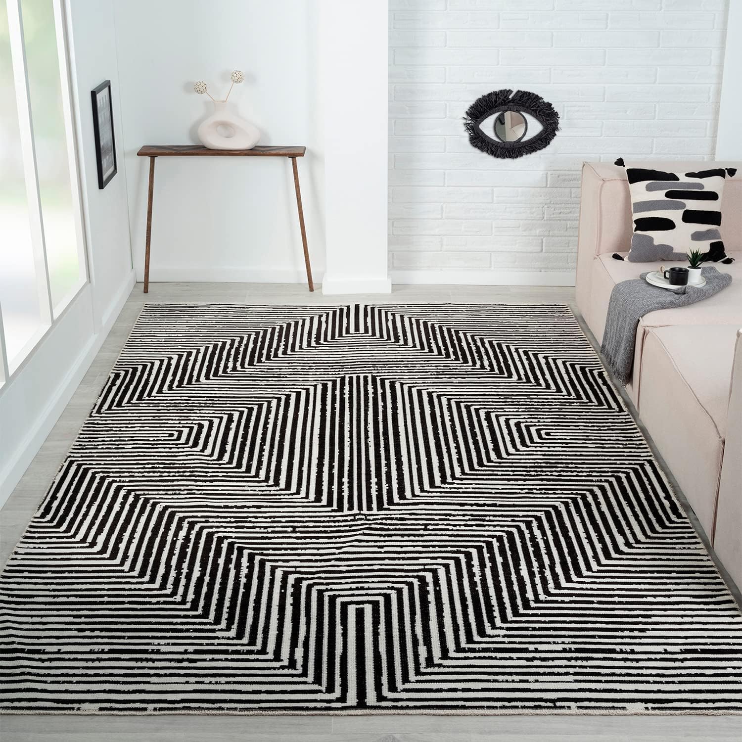 Indigo Ink - Washable Area Rug, Stain Resistant, Geometric Boho Decor, Ideal for Living Room, Bedroom, Office (6 x 9, Panther 