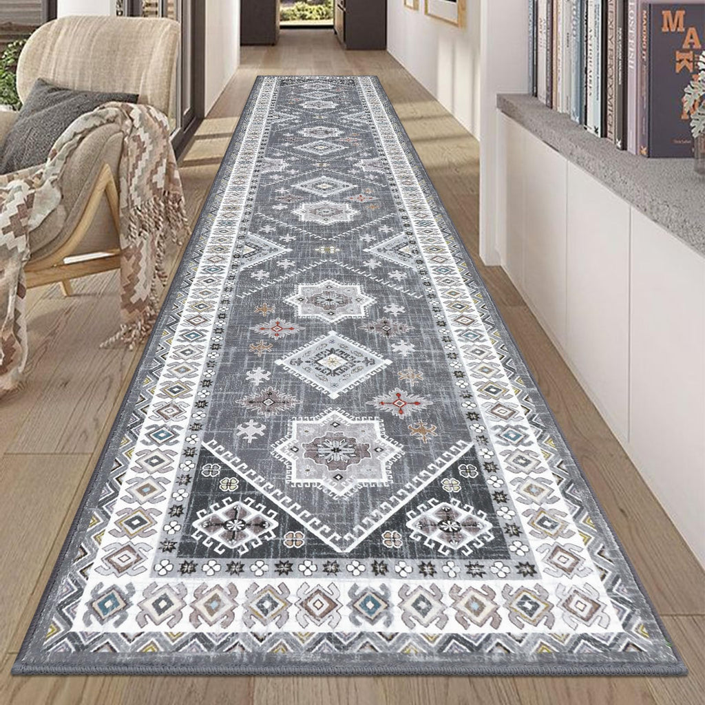 HEBE Boho Runner Rug 2x10 Ft Non Slip Washable Hallway Rug Runner Farmhouse Laundry Rug Runner Vintage Kitchen Runner Rug Floor 