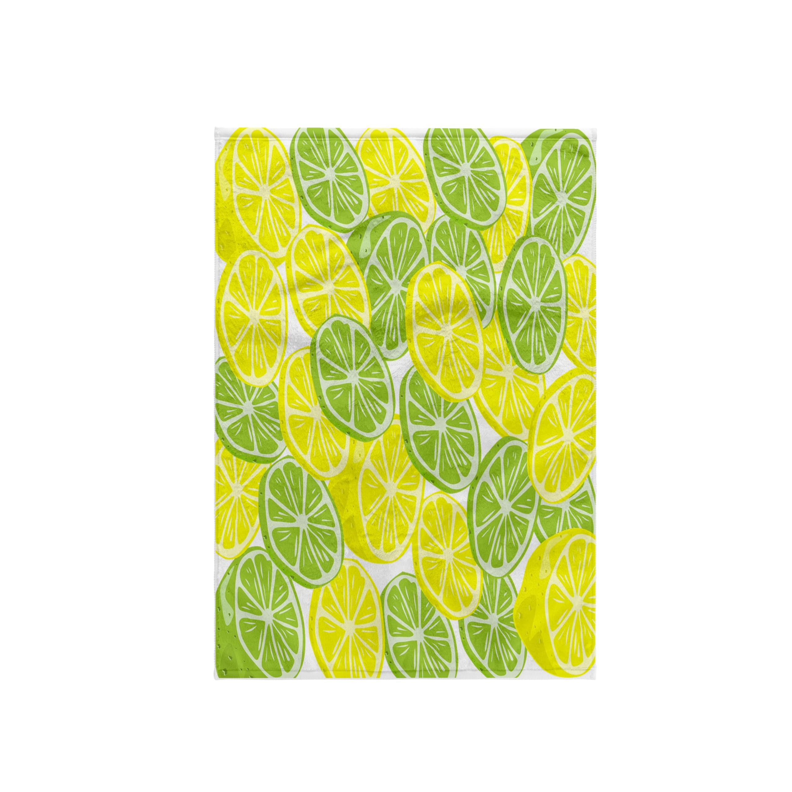 3D Rose Print of Lemon and Lime Repeat Pattern Hand Towel, 15 x 22
