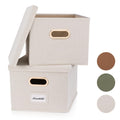 Zicoto Decorative File Organizer Box Set Of 2 - Collapsible Linen Filing Cabinets W/Handles Are Perfect To Store All Your Docume