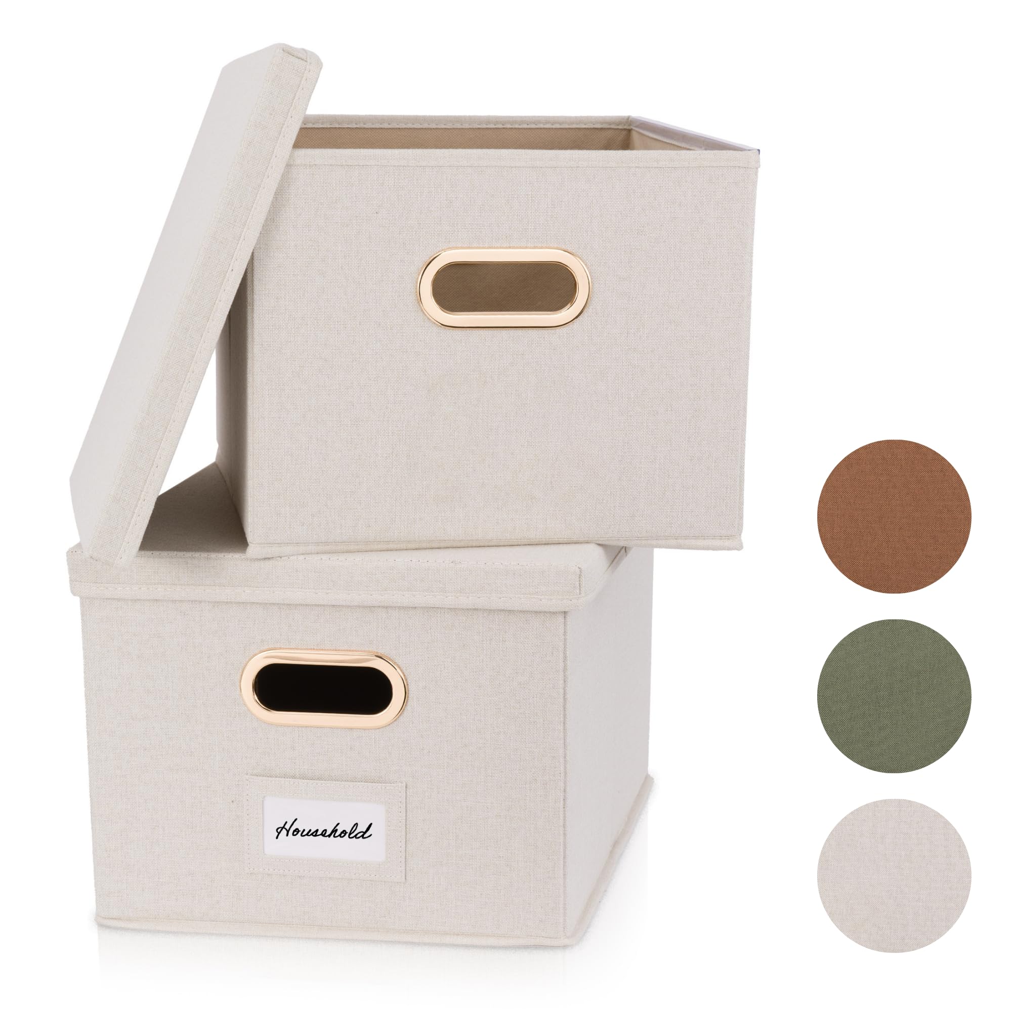 Zicoto Decorative File Organizer Box Set Of 2 - Collapsible Linen Filing Cabinets W/Handles Are Perfect To Store All Your Docume