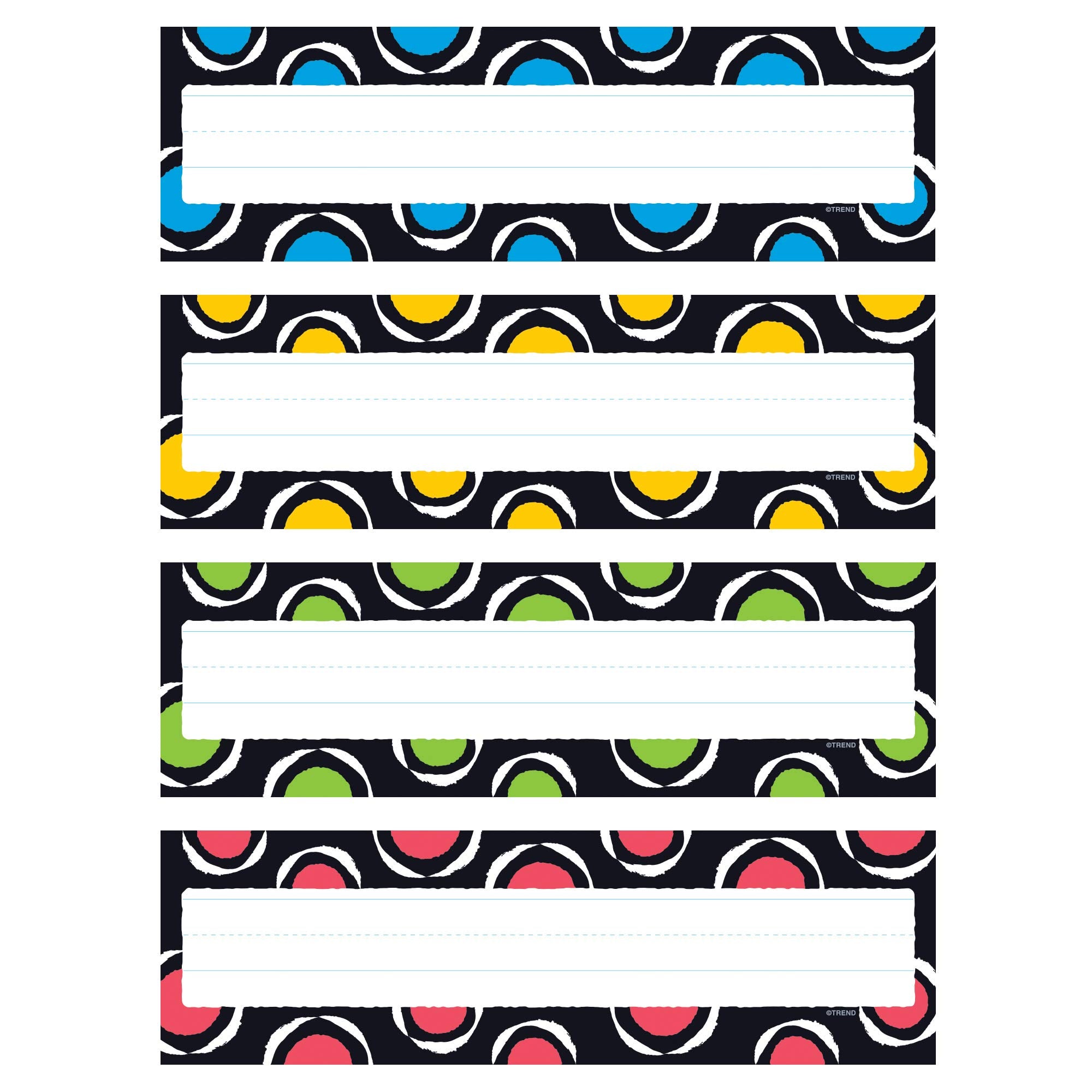 Trend Enterprises, Inc. T-69956 Bold Strokes Circles Desk Toppers Name Plates Var.Pk, 32 Ct