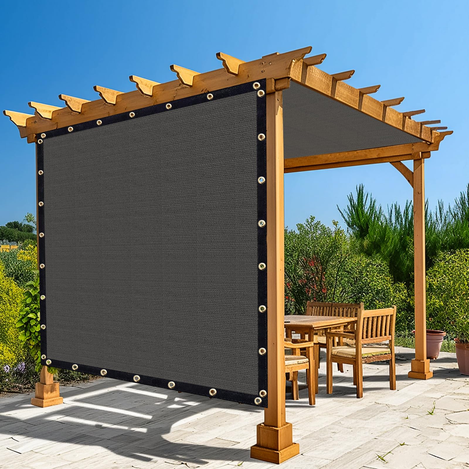 Amagenix 90% Pergola Shade Cover 21'X 22' Dark Grey Sun Shade Cloth With Grommets Hyw For Outdoor Garden Patio Porch-Commercial