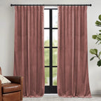 Ryb Home Dusty Pink Velvet Curtains 108 Inch, Room Darkening Window Curtains For Living Room Energy Efficient Backdrop Festival Decor For Girls Bedroom Dining Room, Wild Rose, W52 X L108 Inch, 2 Panel