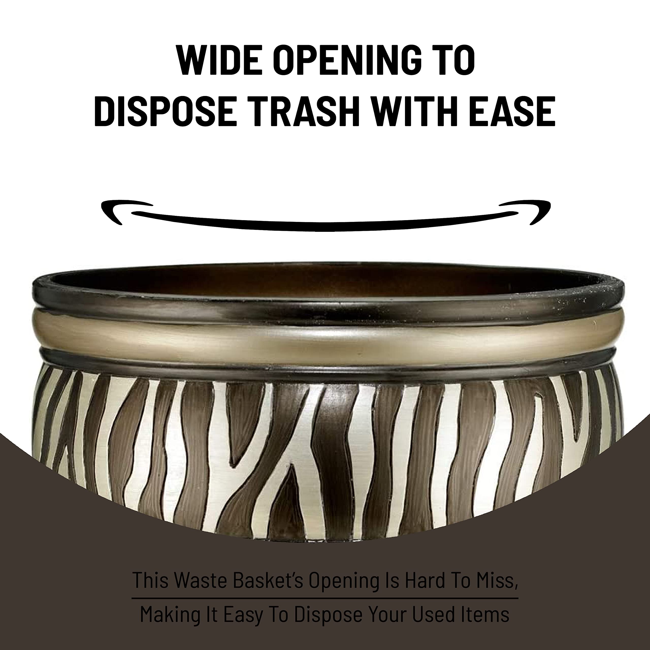 Popular Bath Safari Stripes, Waste Basket, Chocolate