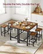 VASAGLE Bar Table Set with 2 Stools, Rustic Brown Engineered Wood, Industrial Style, ULBT15X