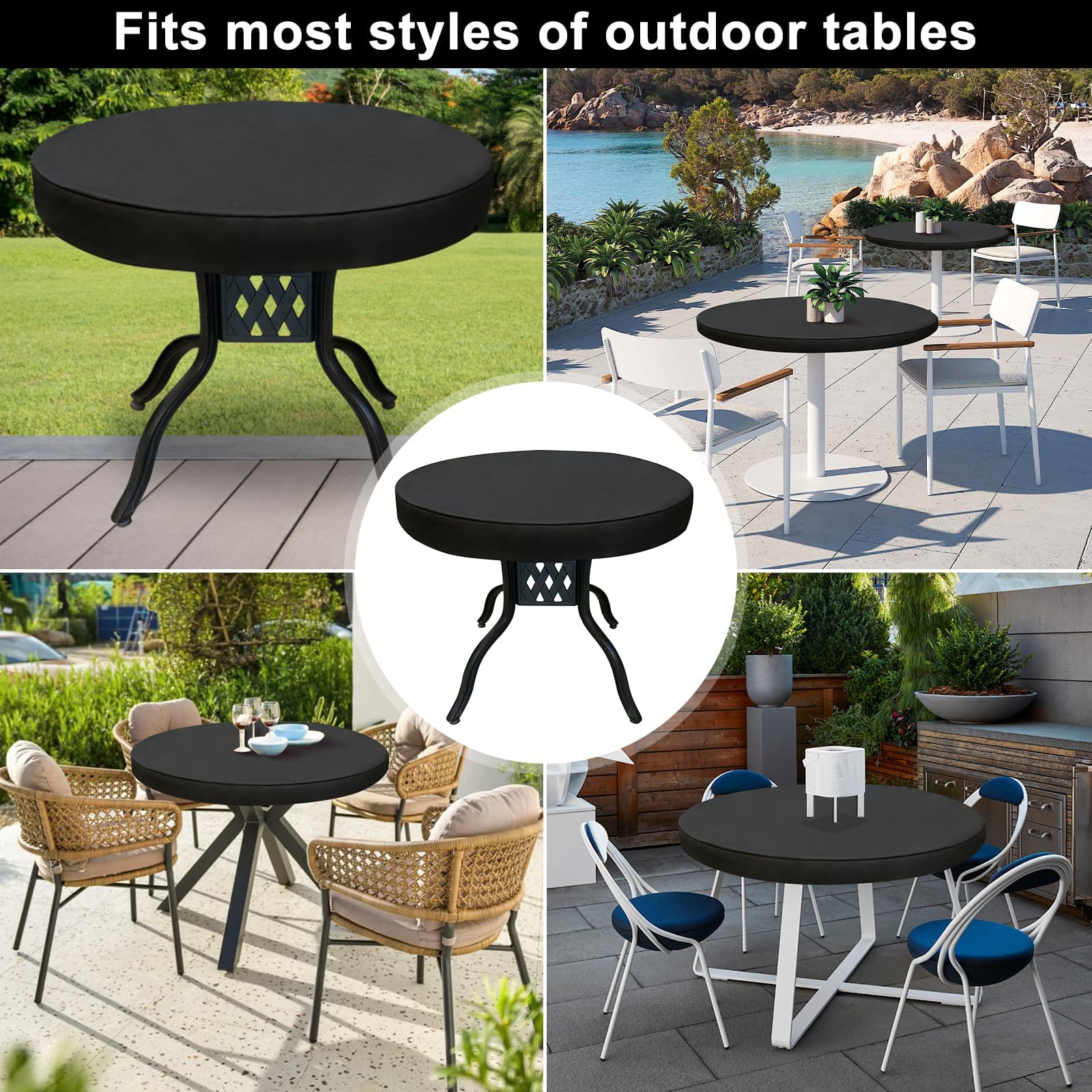 Sunico Outdoor Patio Table Cover Round, Waterproof Outdoor Patio Furniture Cover For Tables 48 Dia 4 H Inch