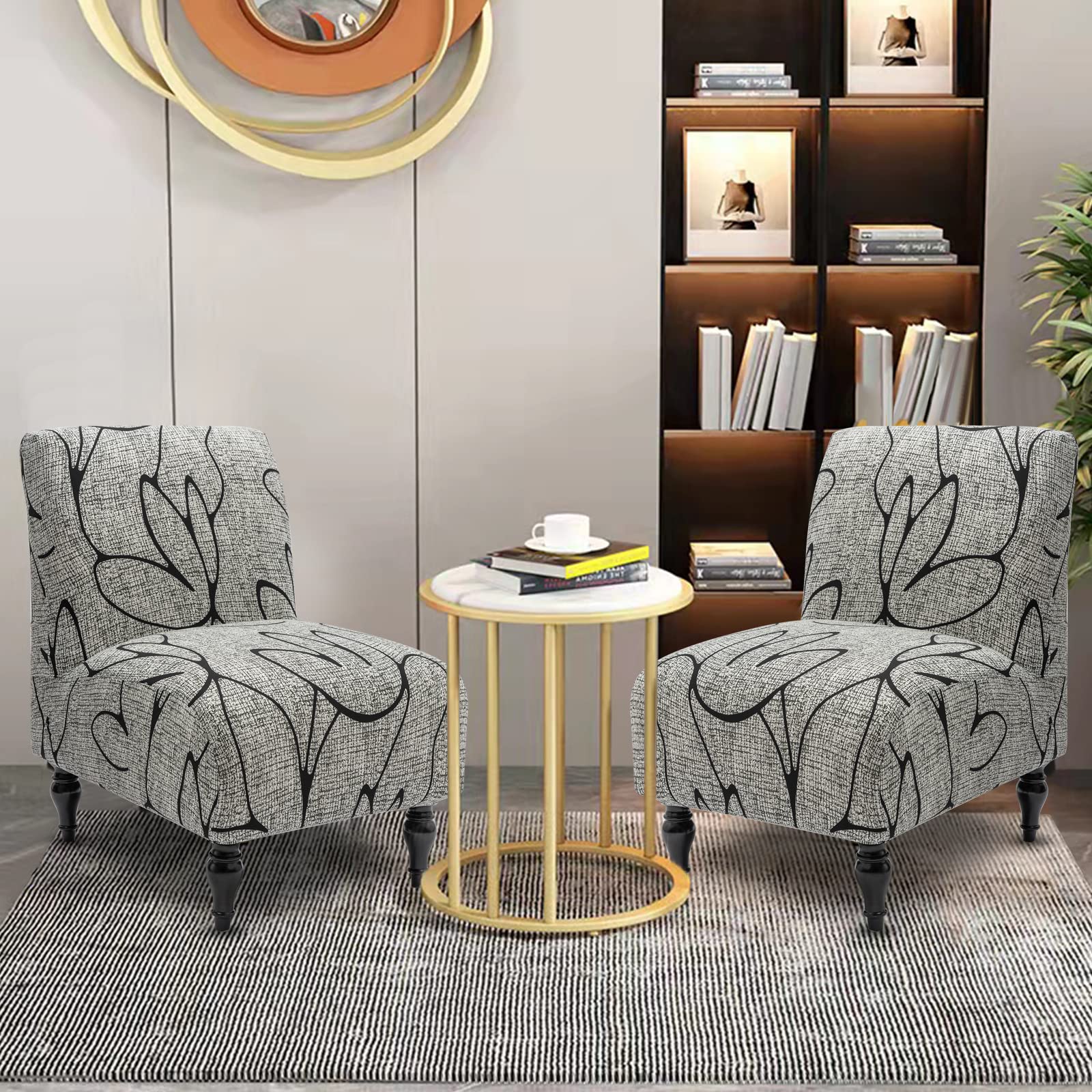 Liykimt Armless Accent Slipper Chair Covers Slipcover,Slipper Chair Without Arms Fabric Stretch Spandex Removable For Armless Ch