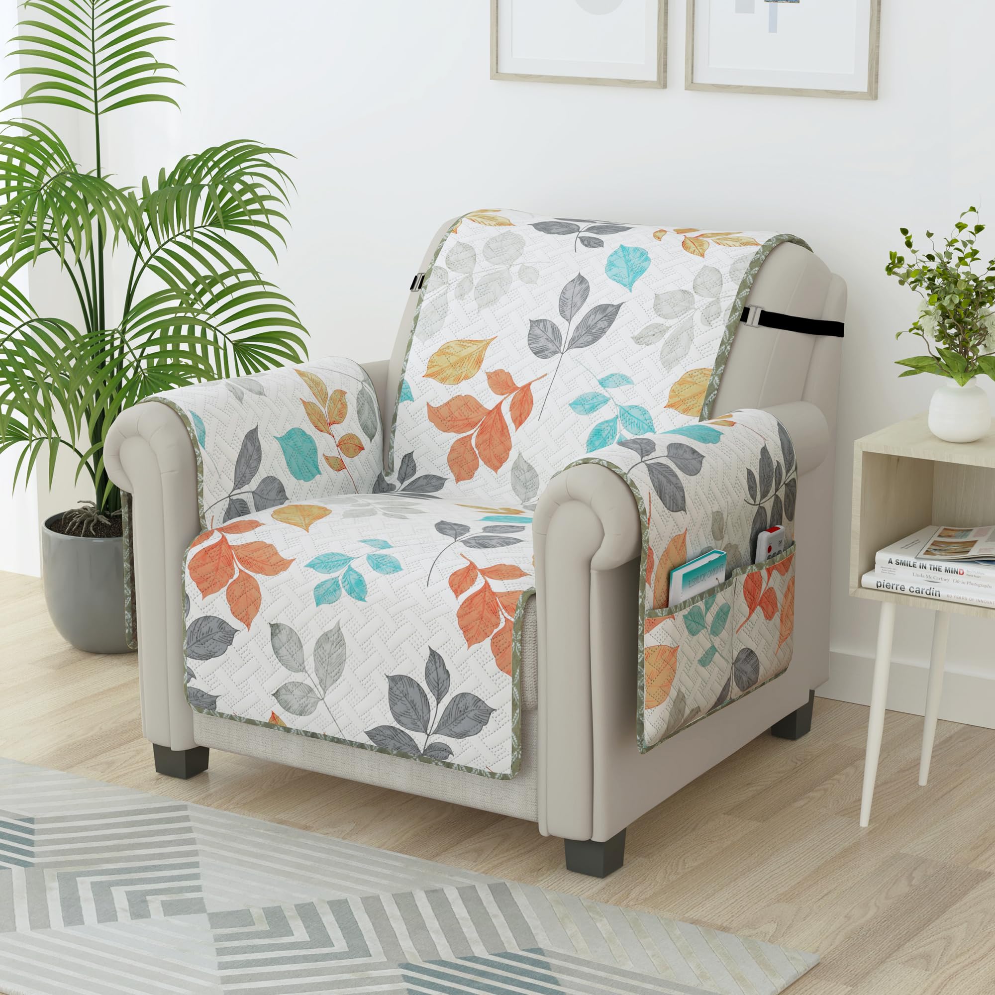 Story@Home Quilted Sofa Cover 1 Seater Fully Covered Stretchable Microfiber Reversible Sofa Cover 1 Seater 60 X 175 Cm | White &