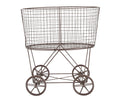 Creative Co-Op Vintage Reproduction Metal Laundry Basket on Wheels, Rust