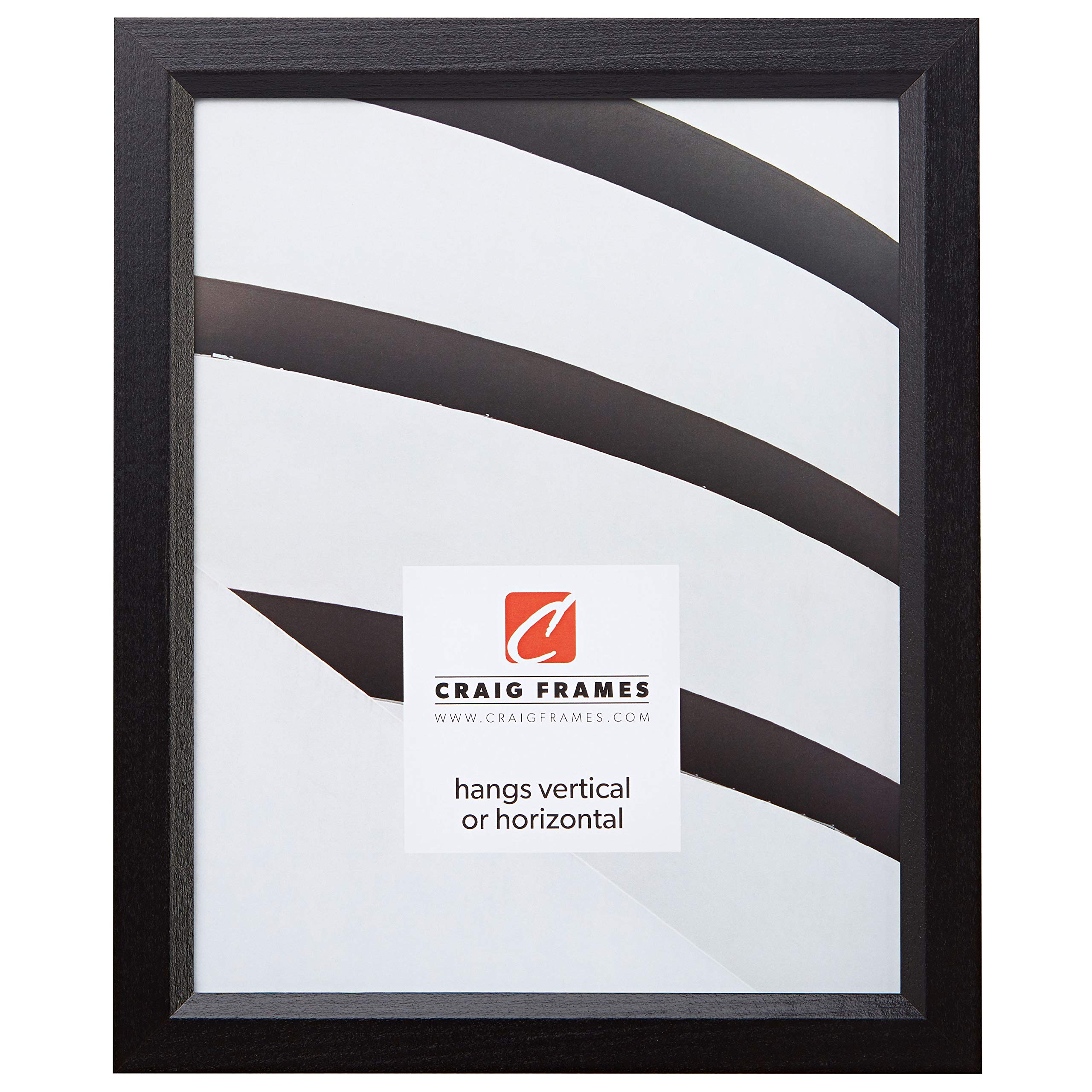 Craig Frames 7171610BKC1217AAC 0.825-Inch Wide Picture/Poster Frame in Wood Grain Finish, 12 by 17-Inch, Solid Black