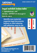 Tabbies Legal Alphabetical Exhibit Index Tabs, 1' Tabs, Red Color Edge, Exhibit K - O', 50 Tabs/Pack (58012)