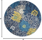 4 Round Blue Tropical Flower Area Rug
