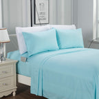 Elegant Comfort Delilah Polkadot 4-Piece Set, Fade & Wrinkle Resistant, 1500 Premium Hotel Quality Microfiber Deep Pocket Fitted Sheet Featuring Smart Pockets, Polkadot Sheet Set, Twin Xl, Aqua