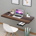 QARA (31x18.5 inches Solid Wood Wall Mounted Round Corner Folding Study Table with Cup Holder | Wall Mount Table with Drawer | F