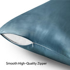Bedelite Satin Pillowcase With Zipper, Bluesteel Pillow Cases Queen Size Set Of 2, Super Soft And Cooling Similar To Silk Pillow