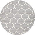 Unique Loom Trellis Frieze Collection Area Rug - Rounded (4' 1'' Round Light Gray/Ivory)