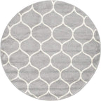 Unique Loom Trellis Frieze Collection Area Rug - Rounded (4' 1'' Round Light Gray/Ivory)