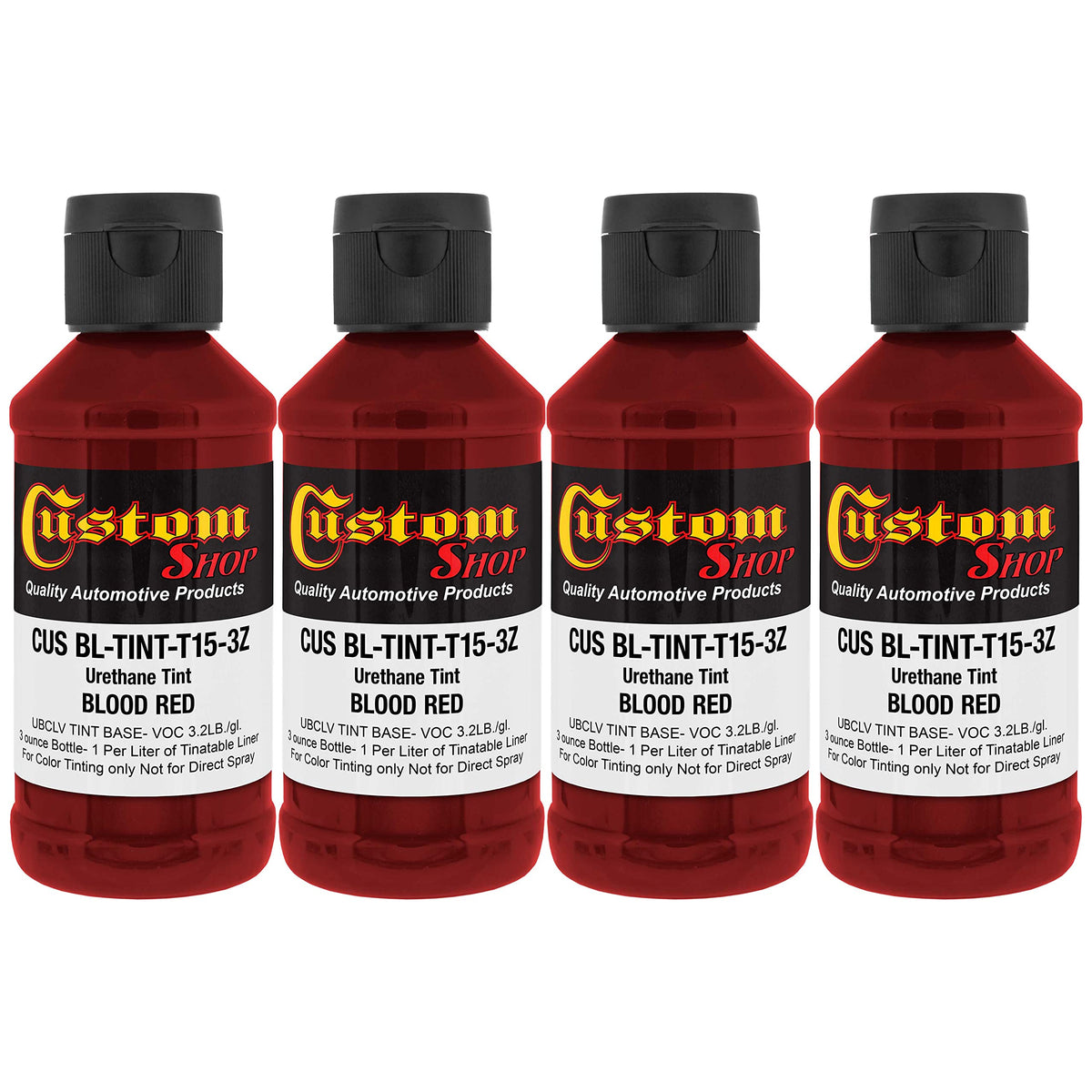 Custom Coat 3 Ounce (Blood Red Color) Urethane Tint Concentrate For Tinting Truck Bed Liner Coatings (Pack Of 4) - Proportioned