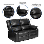 Flash Furniture Harmony Series Black Leathersoft Loveseat With Two Built-In Recliners