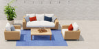 Mad Mats Geometric Outdoor Rug, Reversible Plastic Mat (4' X 6', Basic - Blue/White)