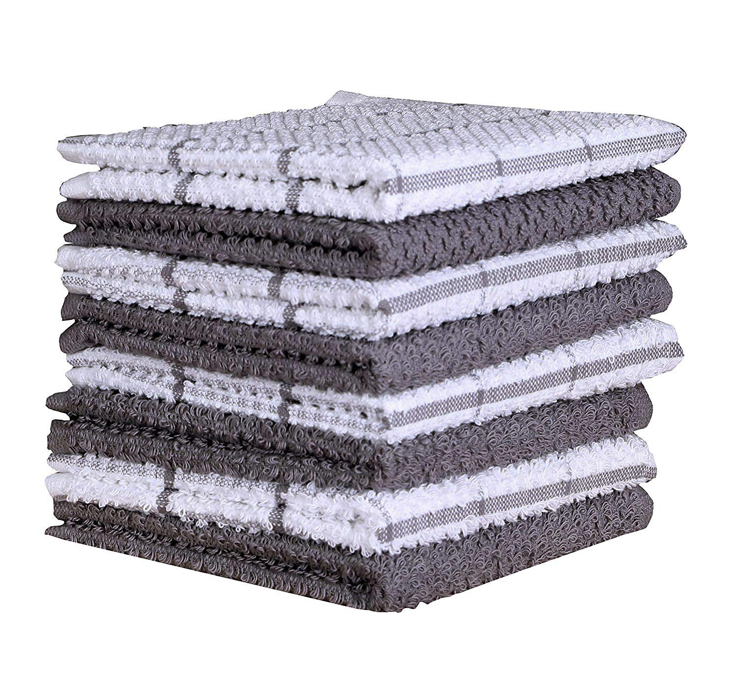 AMOUR INFINI Terry Dish Cloth | Set of 8 | 12 x 12 Inches | Super Soft and Absorbent |100% Cotton Dish Rags | Perfect for Househ