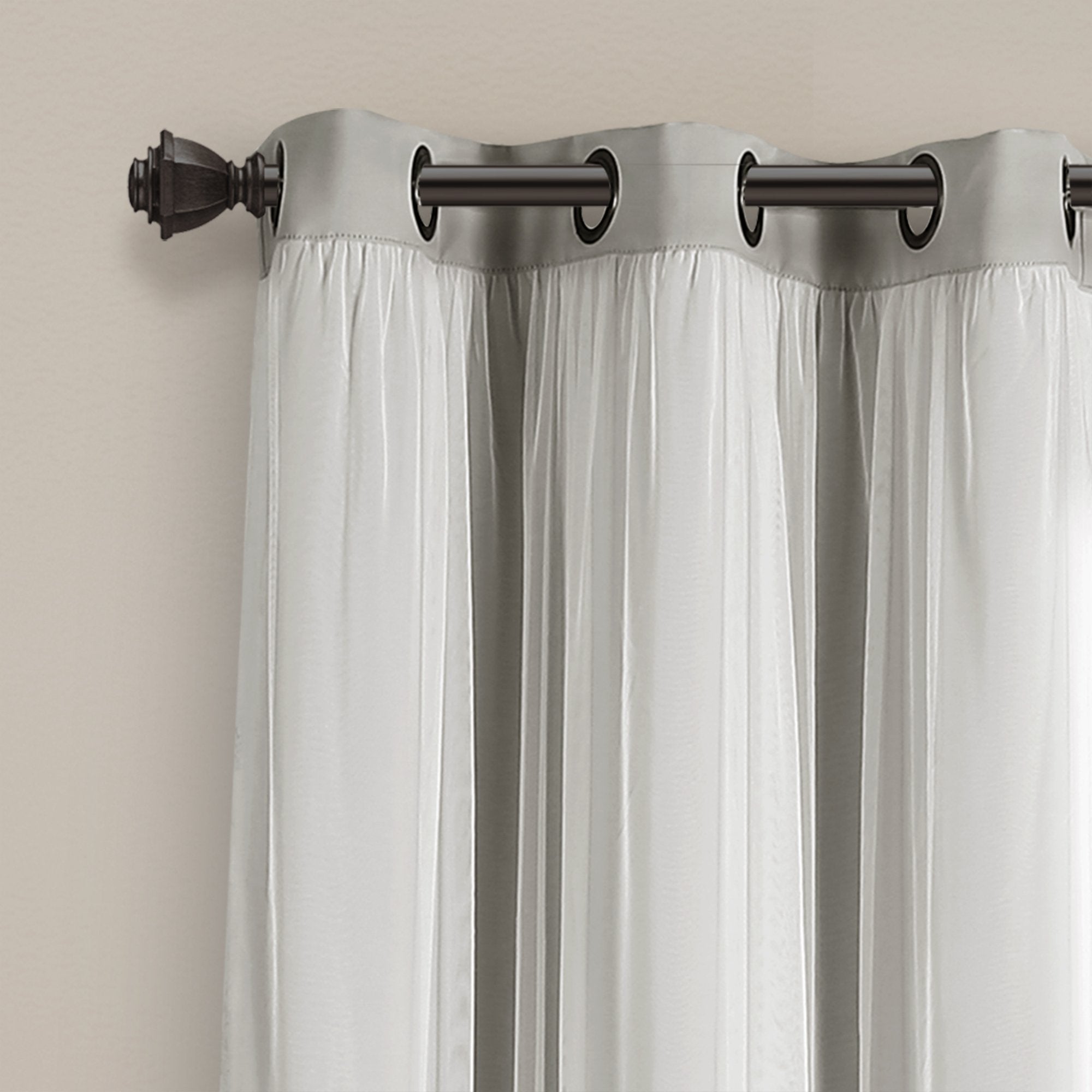 Lush Decor Sheer Grommet Curtains With Insulated Blackout Lining, Window Curtain Panels, Pair, 38''W X 84''L, Light Gray - Curta