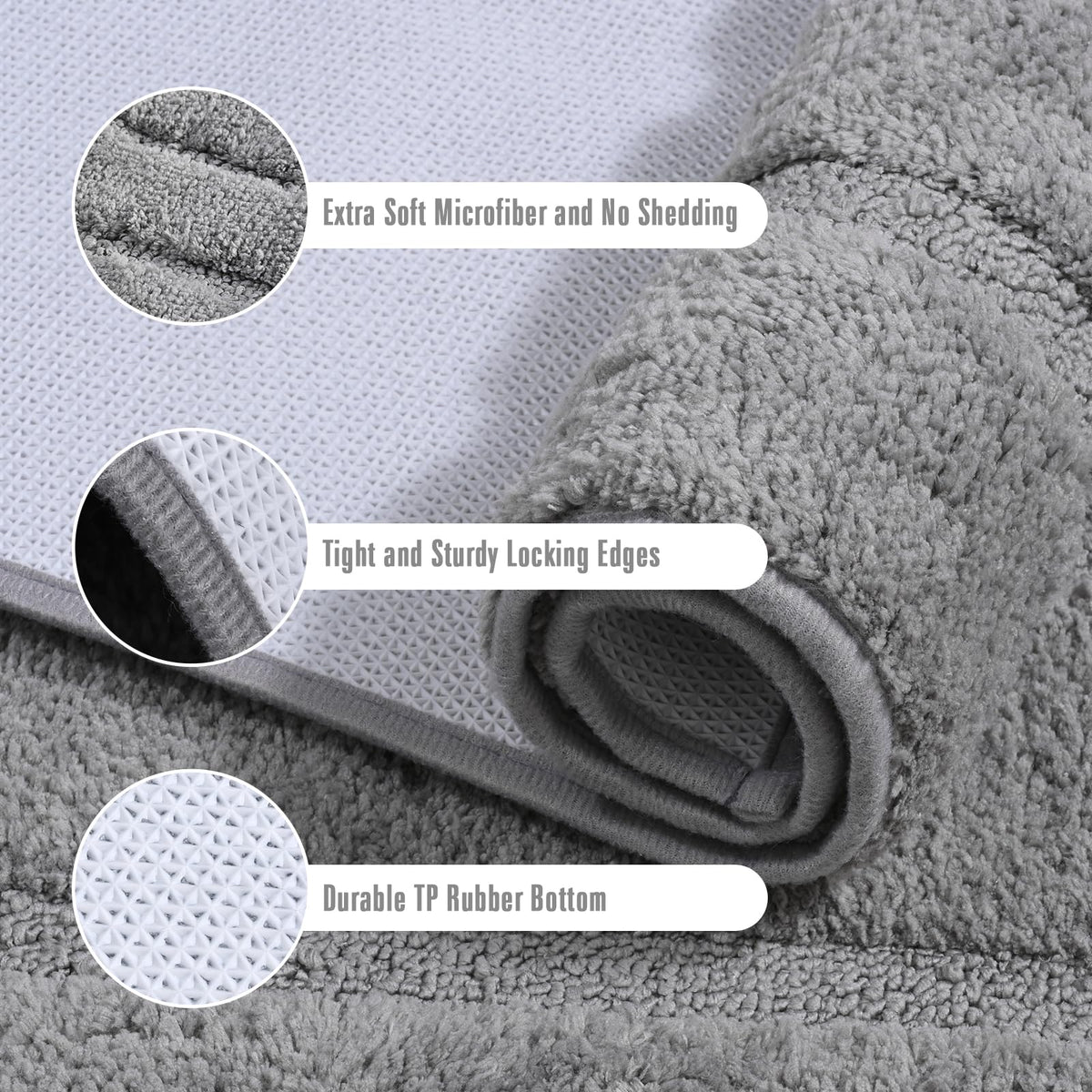 Homore Bath Rug, Grey Bathroom Rug 24X60 Inch Soft Absorbent Microfiber Bathroom Runner Rug, Washable Bath Runner Rugs For Bathr