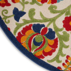 Nourison Aloha Indoor/Outdoor Multicolor 5'3' X Round Area Rug, Easy Cleaning, Non Shedding, Bed Room, Living Room, Dining Room, Backyard, Deck, Patio (5 Round)