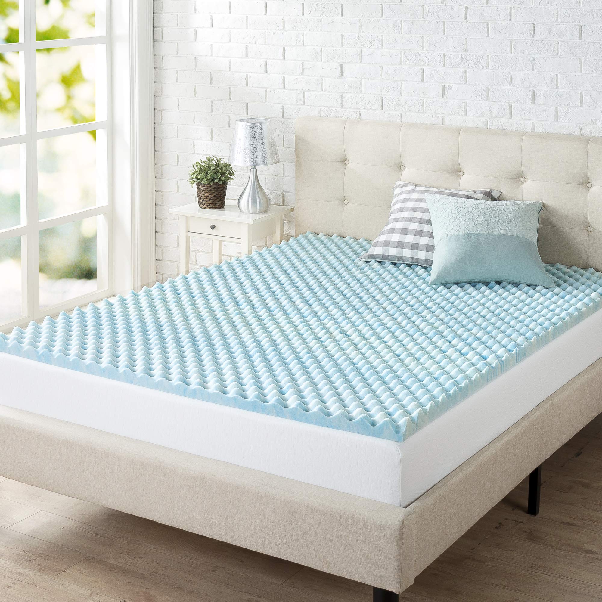 ZINUS 1.5/2/3/4-inch Swirl Gel Cooling Memory Foam Mattress Topper, Cooling Airflow Design, CertiPUR-US Certified (2 in, Full), 