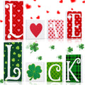Valentines Day Tiered Tray Decor Reversible St. Patricks Day Wooden Sign Love Luck Heart Shamrocks Self Standing Blocks Table 